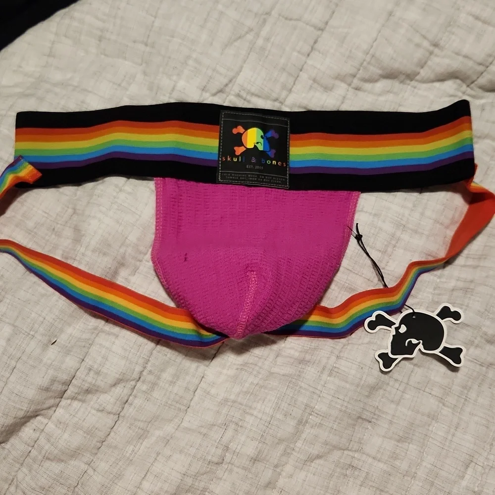 🆕 Skull & Bones Pride Locker Room Jockstrap - XL (34-36) 🏳️‍🌈